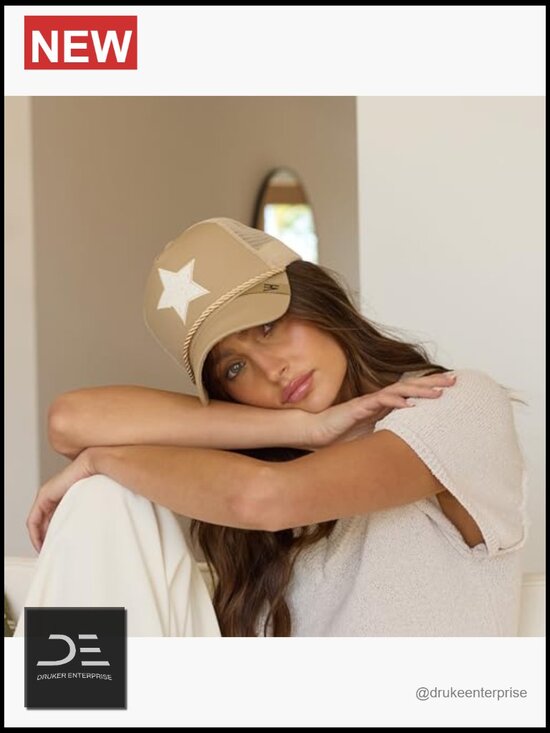 Trucker Hat with Pearl Star Snapback Mesh Adjustable Baseball Cap main image 7